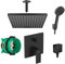 Hansgrohe Duschsystem mit Unterputz Duscharmatur von Hansgrohe Regendusche mit Armatur, Duschkopf eckig, Deckenarm Dusch-SET HGSK02 schwarz matt
