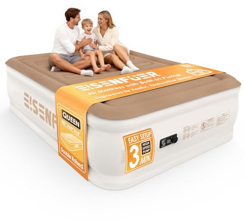 Air Mattress Queen with Built-in Pump – 18 Inflatable Bed with High-Speed Pump, Reinforced & Durable Blow Up Mattress, Colchón inflable, Steady Support, Carry Bag, Perfect for Guests, Camping, Moving