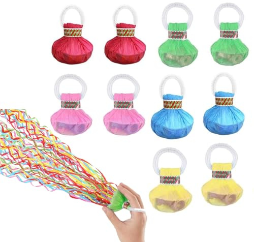 Bunte Hand Konfetti,10 Stück Party Wurf Luftschlangen Werfen Konfetti Luftschlangen Hand Werfen Streamer für Geburtstag Hochzeiten Karneval Abschlussfeier (Zufällige Farb)
