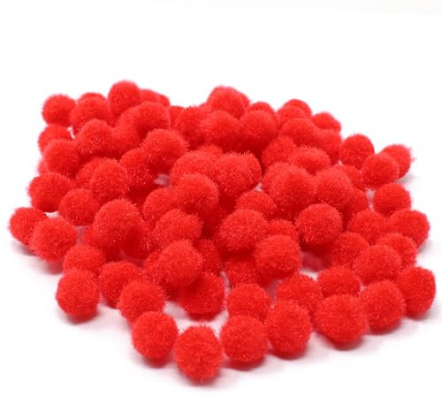 Wedding Touches Mini-Pompons, klein, flauschig, handgefertigte Dekorationen, 10 mm, rot, Textil, rot, 10 mm
