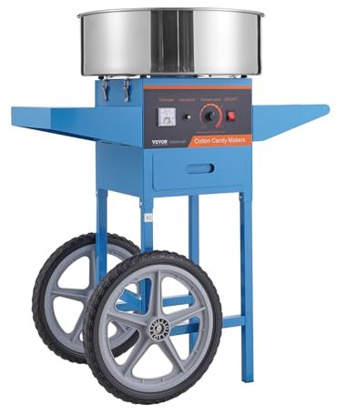 VBENLEM Elektrische Zuckerwattemaschine mit Wagen, 1000 W, Kommerzielles Zuckerwattegerät mit Edelstahlschüssel, Zuckerschaufel und Schublade, Perfekt für Kindergeburtstag, Familienfeier, Rosa