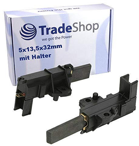 2 x Carbon Brushes 5 x 13.5 x 32 mm 4.8 mm AMP with Holder for CESET Engines such as Ariston Indesit Servis Whirlpool Hoover Candy Electrolux LG Zanussi