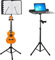 EastRock Music Stand Foldable Book Stand, Sheet Music Stands with Ukulele Hanger Height and Angle Adjustable in Metal, Black
