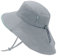 Jan & Jul Baby Sonnenhut mit breiter Krempe, Nackenschutz und verstellbarem Riemen (S: 0-6 Monate, Grau)