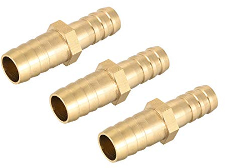 sourcing map Gerade Messing-Widerhaken-Fitting Reduzierstück, passend für Schlauch-Innendurchmesser 12mm auf 10mm, 3 Stück