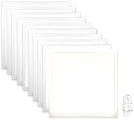Xtend EcoLight 10x LED Panel 62x62 dimmbar Neutralweiß 4000K | 40W LED Bürodeckenleuchte Einlegeleuchte inkl. Trafos Fernbedienung | Deckenlampe Rasterdecke PMMA PLe2.2