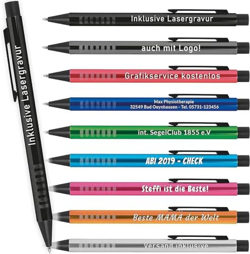 Your Gravur - Kugelschreiber mit Gravur | Kosmos - personalisierter Stift - Werbekugelschreiber in verschiedenen Farben mit Wunschgravur - 1-2 Tage Lieferzeit - Anzahl: 25