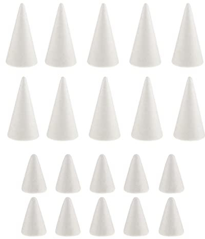 Sharplace 20 Stück Styropor Kegel, Kegelförmige Styroporkegel zum Basteln Weihnachten Party Deko, 10 Stück 10 cm Weißer Styroporkegel + 10 Stück 7 cm Kleine Styroporkegel