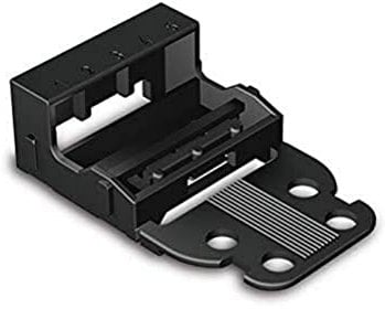 WAGO Befestigungsadapter 221-505/000-004 | für 5 Leiter-Klemmen, 4 mm², 10 Stück, Schraubbefestigung für Verbindungsklemmen, geeignet für stehende und liegende Montierung, schwarz