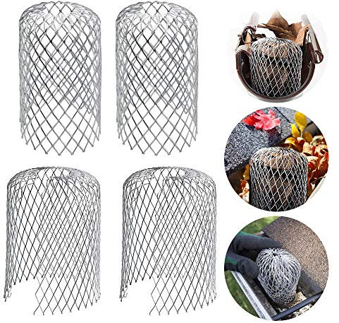 DECARETA 6 Stück Dachrinnenschutz Alu Rinnensieb Aluminium-Filtergitter Gutter Dachrinnenschutz Fallrohrschutz Laubsieb 4,5-8,5cm Blättersieb Dachrinne Blätterschutz Regenrohrschutz für Dachrohre