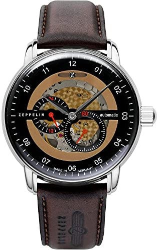 Zeppelin Automatik Herrenuhr New Captain's Line mit Lederband Braun 8664-5