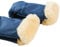 Naturally Sheepskins für den Kinderwagen mit Schaffell-Manschette und Fleece Innenfutter Kälteschutz Fäustlinge Lammwolle wärmend Windschutz Größe universal (Linear Marine-Blau)