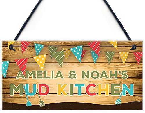 RED OCEAN Personalised Colourful Mud Kitchen Sign For Garden Daughter Son Gift Home Gift
