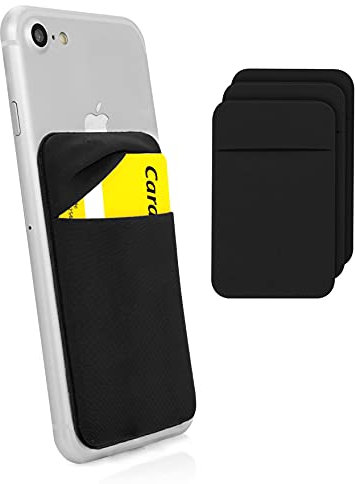 MyGadget 3X 1 Fach Handy Kartenhalter zum aufkleben - RFID Blocking - Haftendes Kartenfach, Kartenhülle, Karten Halterung - Geldbörse Smartphone Etui Schwarz