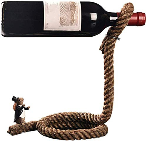 Magic Suspending Rope Wine Holder, Decorative Single Bottle Serving Display Wine Rack, for Kitchen Home Decoration
