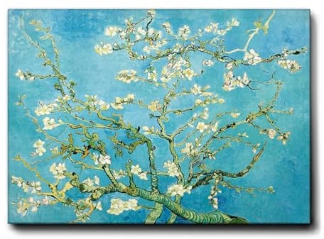 Giallobus - Quadro - Vincent Van Gogh - Fiori di mandorlo - Tela Canvas Telaio Premium Alto Spessore - 70L x 50l cm - Pronto da appendere - Quadri moderni per la casa