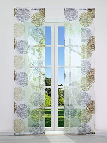 CORLIF Voile Schiebegardinen Flächenvorhänge Set 2er Gardinen mit Klettband Schiebevorhang Halbtransparent Vorhang inkl. Beschwerungsstäben modernes Muster Grau BxH 57x225cm 2 Stück
