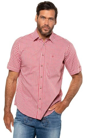 JP 1880 748509 Chemise à Carreaux pour Homme, Grandes Tailles, Tailles L-8XL, Costume, Manches Longues, col boutonné, Coupe Moderne, jusqu'à 8 XL, Salsa, XL