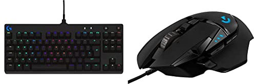Logitech G PRO TKL Mechanical Gaming Keyboard, GX Blue Clicky Key Switches - Black & 502 HERO High Performance Wired Gaming Mouse, HERO 25K Sensor, 25,600 DPI, RGB, PC/Mac - Black