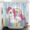 SDOTPMT 105x160cm Süß Karikatur Einhorn Duschvorhang Regenbogen Fantasie Baby Tier Badevorhang Stern Bunt Streifen Badewanne Vorhang Wasserdicht für Badezimmer Badevorhang mit Haken