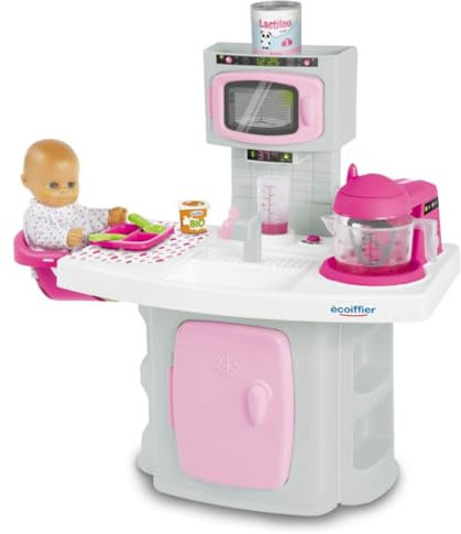 Jouets Ecoiffier - 2899 - La Cuisine de Bébé - Jeu d'imitation - Donner à Manger à bébé - A partir de 18 Mois - Fabriqué en France