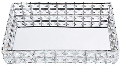 Kristall-Tablett Kosmetik-Schmuck-Tablett Obst-Aufbewahrungs-Organizer Galvanik-Spiegel Schminktablett dekorativ Serviertablett Kristallplatte Schmucktablett für Zuhause Hotel Party Desktop