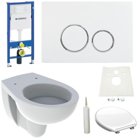 Duofix Vorwandelement Hänge WC Toilette mit Drückerplatte Lupo10 weiß Komplettset