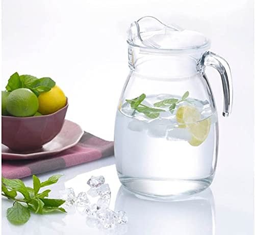Secen London - Glass Jug with Lid, 2,5 LT, Glass Pitcher, Heat Resistant Large Jugs for Fridge,Pitcher Carafe for Iced Tea, Water Carafe for Juice and Milk, 2500 cc