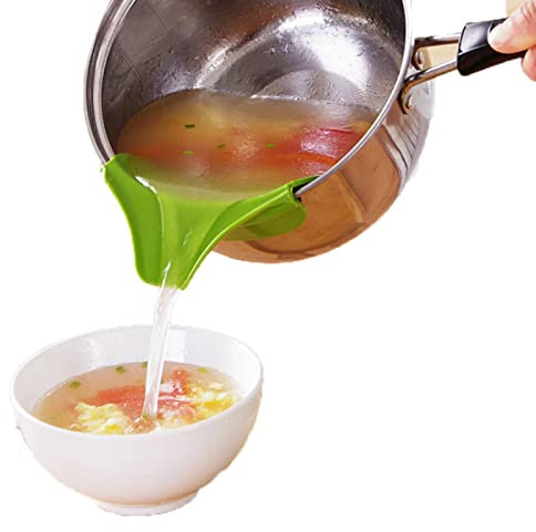 2 Embudo de Silicona antiderrames, Boquilla de líquido, Deflector de Cocina a Prueba de Fugas, Utensilios de Cocina, Drenaje Lateral Redondeado, Deflector de Silicona Altamente elástico