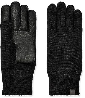 UGG Strickhandschuhe mit Leder Handschuhe Fingerhandschuhe Herrenhandschuhe (S/M - schwarz)