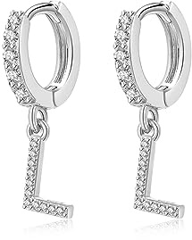 Silber Ohrringe für damen 925 mit Initial-Anhänger. Creolen aus Silber 925 für Damen oder 18K Gold, ideal als Geschenk zum Muttertag... Ohrringe mädchen. Schmuck damen (Versilberung, C)