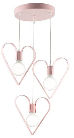 Light&More Lampadario per cameretta Cuore 3 luci rosa