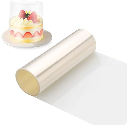 Zocipro Tortenrandfolie 15cm x 10m, Transparent Acetat Rolle Tortenfolie, Harte Torten Folie für Kuchen Schokoladenmousse Kuchen Crafting, Hoch Torten Folienrand Für Stabilisieren Dekoration