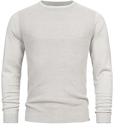 Indicode Herren INReign Strickpullover aus 100% Baumwolle mit Rundhals | Klassischer Feinstrickpullover aus weicher Baumwolle mit O-Neck, Strickpullover, Herrenpullover, Freizeitpullover für Männer