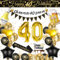 40th Birthday Decoration for Men, 40th Black Gold Balloons with Cheers to 40 Years Banner, Beer & Beer Mug Foil Balloons, Number 40 Foil Balloons for Birthday Party Decorations