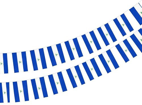 Bandera de Nicaragua 40 unidades bandera de Nicaragua, guirnalda Nicaragua 11.4M, Nicaragua Nicaragua, bandera Nacional 14 x 21 cm para Decoraciones de Bares