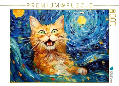 CALVENDO Puzzle Katze Im Stil von Vincent Van Gogh | 1000 Teile Lege-Größe 64 x 48 cm Foto-Puzzle für glückliche Stunden