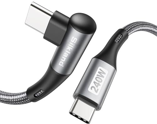 Silkland USB C auf USB C Kabel 3M [240W 48V/5A] Winkel, PD3.1&QC4.0+, 90 Grad Schnellladekabel 140W 100W für iPhone 17 16 15/Pro Max, Samsung S24 Ultra S23 S22 S21, MacBook Pro/Air, iPad Pro/Air/Mini