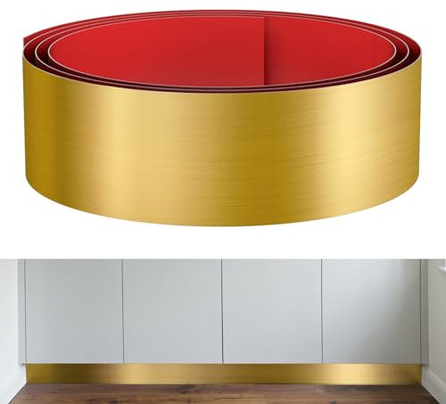 Sanbege Protection des orteils en acier inoxydable, plaque de plinthe de 15,2 x 259,1 cm, plaque autocollante pour bas de porte, îlot de cuisine, armoire, placard (or brossé)