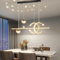 WHLL Esszimmer Lampe Hängend Moderne LED Esstisch Lampen Hängend Esszimmerlampe Dimmbar Pendelleuchte Sternenhimmel Hängelampe Esstisch Höhenverstellbar mit Fernbedienung 100CM Gold Stil 2