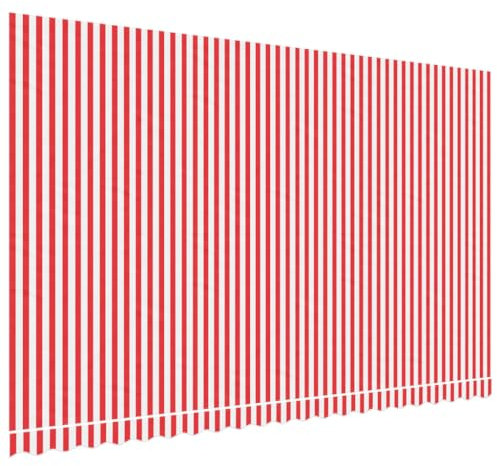 vidaXL Markisenbespannung, Markisenstoff UV-beständig, Markisentuch Wasserabweisend, Ersatzstoff Markisen-Zubehör, Rot Weiß Gestreift 5x3m
