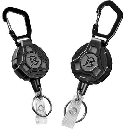 Bemece 2 Pack Retractable Keychain, Retractable Lanyard includes Key Belt Reel for Indoor and Outdoor Use,with 29 Steel Cord - Black…