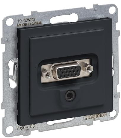 LEGRAND, SEANO HD15 Anschlusseinheit + 3 mm Jack, Einsatz inklusive Abdeckung, Schraubklemmen, Farbe: Anthrazit, 765460