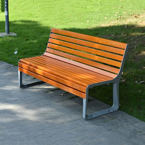WXXSHGDW Gartenbank im Freien, Parkbank Rahmen aus Gegossenem Aluminium und Sitz aus Korrosionsbeständigem Holz, Terrassenbank für Park, Hinterhof, Rasen, Veranda, Weg, Tragfähigkeit 300 Kg(Size:120cm