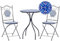 Balkon Set Metall schwarz/blau Mosaik Muster 2 Stühle 1 Tisch Cigliano
