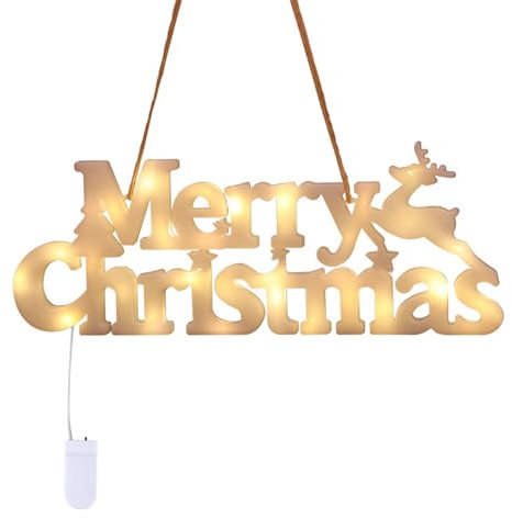 NOENNULL Weihnachtsdekorationen Drinnen und Draußen, LED-Buchstaben, Weihnachtsbeleuchtung „Merry Christmas“ Weihnachtsfeiern, Heimdekorationen, warmweiß