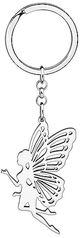 HUAGEO Edelstahl Anime Schmetterling Fee Schlüsselanhänger Charms Geschenke für Damen Mädchen Brieftasche Auto Handtaschen Schlüsselring Neuheit Schmuck