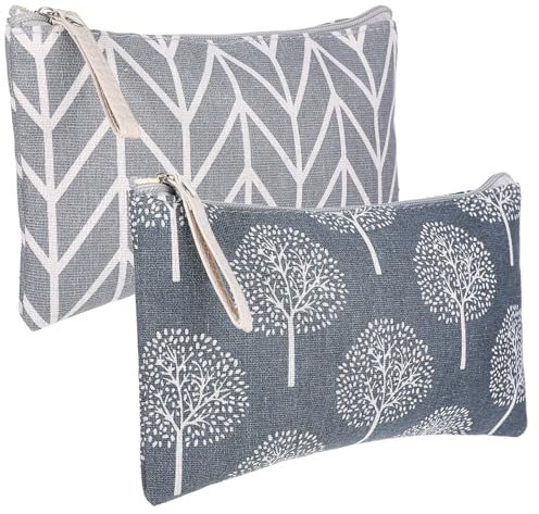 Qianyu 2 Stück Kosmetiktäschchen Kleine Reise Kulturtasche Süße Make-up-Tasche Multifunktions Segeltuch Tasche mit Reißverschluss Lustige Reisetasche Geschenke für Frauen Weihnachts Geburtstag