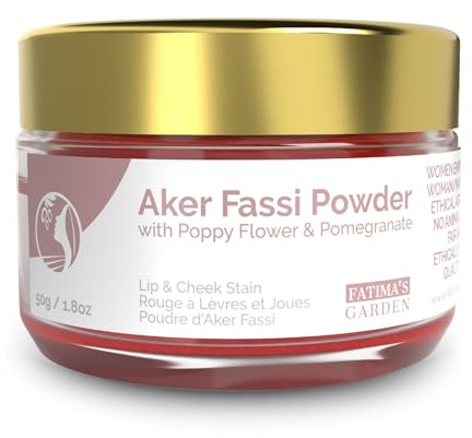 Fatima's Garden Natural Aker Fassi Powder with Pomegranate Bark - Traditional Moroccan Lip & Cheek Tint 50g