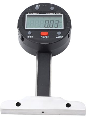 Profondimetro Digitale, Intervallo 0-50,8 Mm, Intervallo 0-2 Pollici, Precisione 0,01 Mm, Misuratore di profondità con Display LCD con Porta USB, Alimentato a Batteria